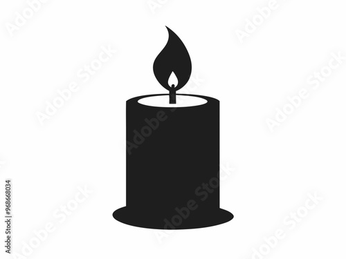 Silhouette candle, black color only, vector style, simple design, white background, candle line art silhouette vector illustration. 