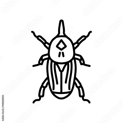 Red Palm Weevil Outline Icon, Vector illustration