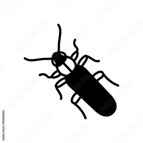 Longhorn Beetle Glyph Icon, Vector illustration