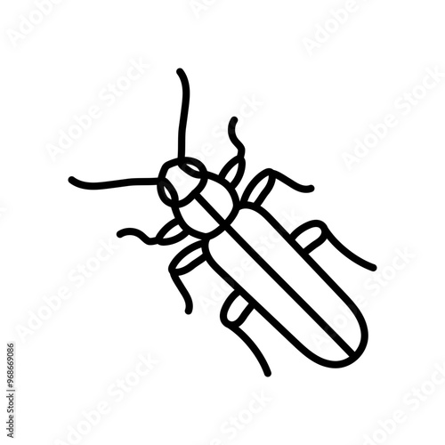 Longhorn Beetle Outline Icon, Vector illustration