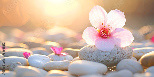 Zen concept The object of the stones on the beach at sunset, Zen stones, beach stones, sunset scene, Zen concept, stone stack, tranquil beach, sunset at the beach, meditation stones, beach zen