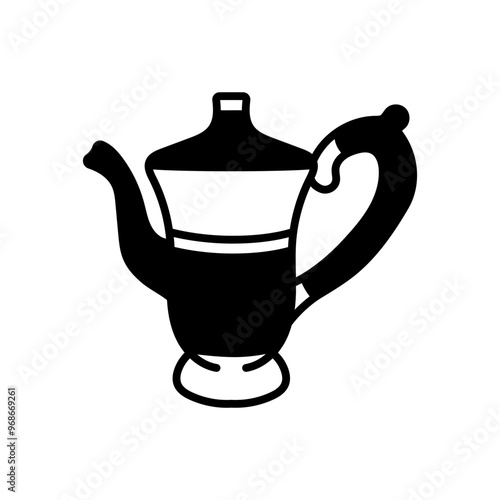 Metal Teapot Glyph Icon, Vector illustration