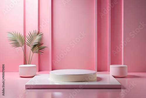 Photo Minimal empty podium for product presentation on pink background photo