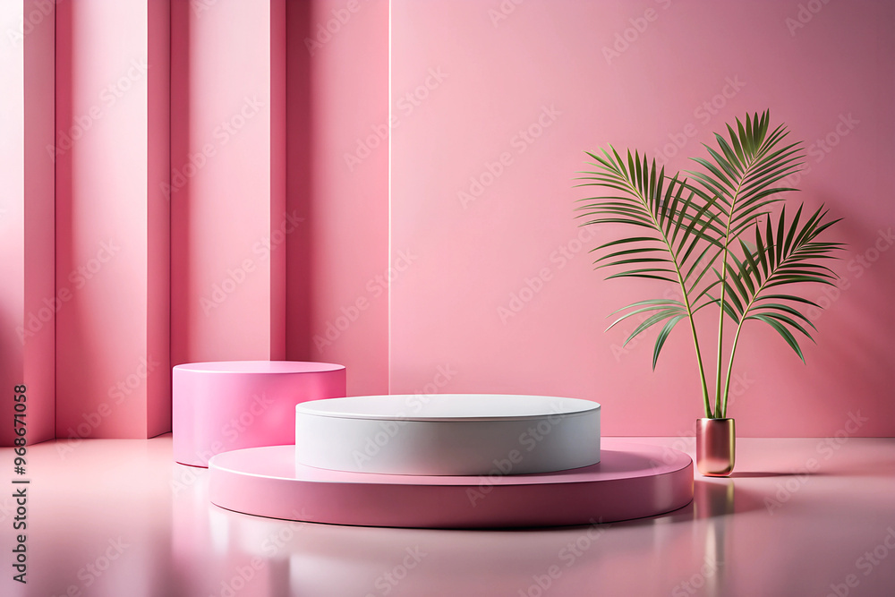 Photo Minimal empty podium for product presentation on pink background Photo Minimal empty podium for product presentation on pink background