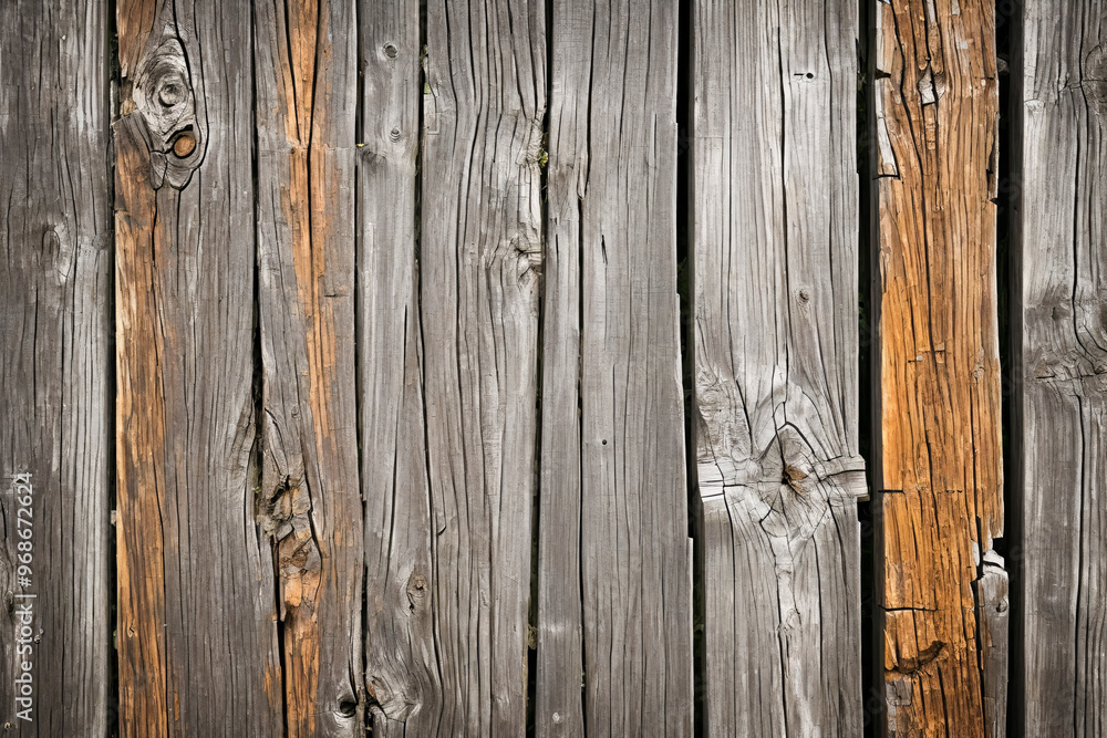 Aged and cracked wooden fence grey and brown tones with rough surface. Aged and cracked wooden fence grey and brown tones with rough surface.
