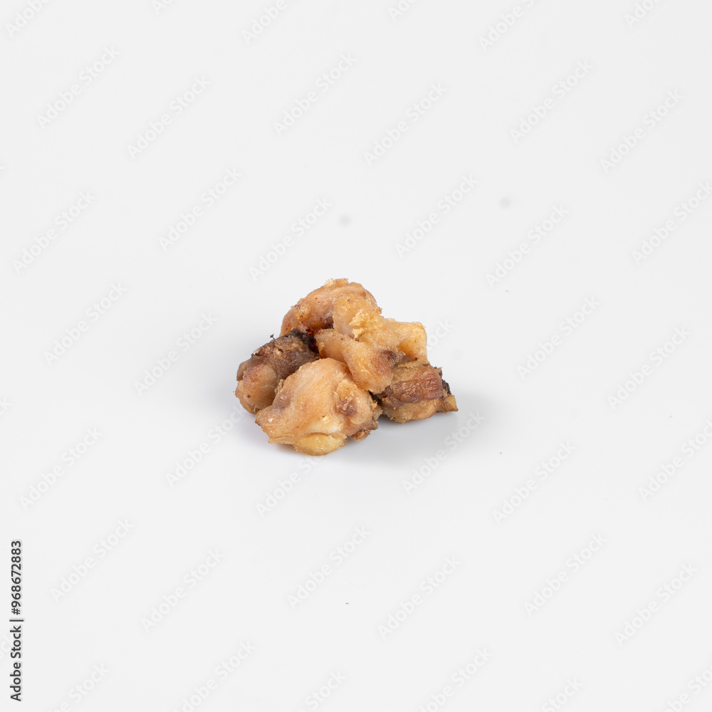 Close-up of roasted mushroom cluster on a white background, showcasing texture and detail, ideal for culinary or ingredient stock photos. Close-up of roasted mushroom cluster on a white background, showcasing texture and detail, ideal for culinary or ingredient stock photos.