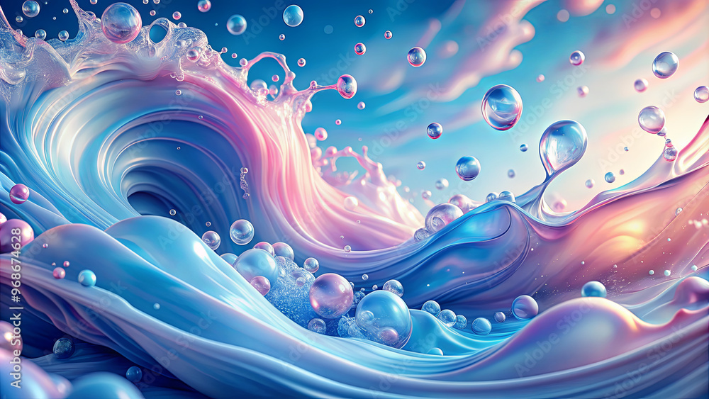 The scene captures dynamic waves rolling in, embellished with vibrant colors and countless bubbles reflecting the golden sunset light. The atmosphere is lively and serene The scene captures dynamic waves rolling in, embellished with vibrant colors and countless bubbles reflecting the golden sunset light. The atmosphere is lively and serene
