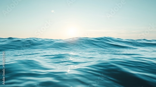 Ocean waves at sunrise, tranquil seascape. Nature