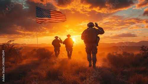 The American Flag and Military Respect photo