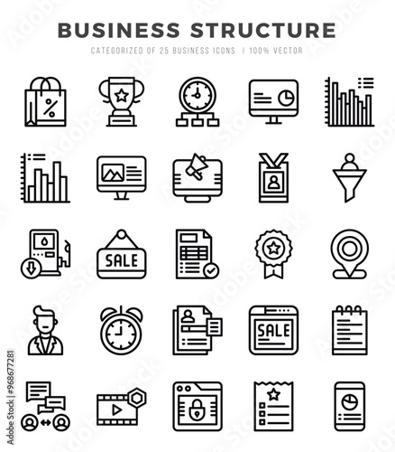 icons set. Business Structure for web. app. vector illustration.