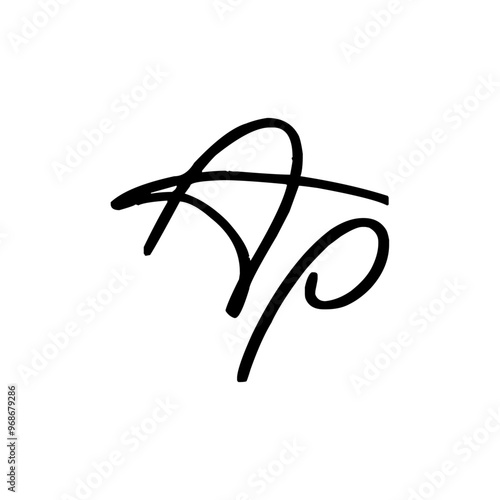 A hand-drawn signature logo design template