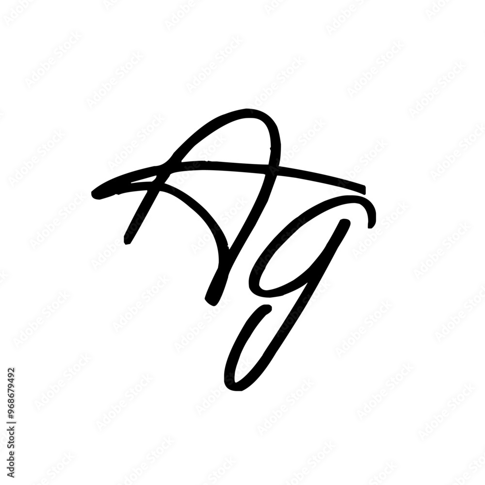 A hand-drawn signature logo design template A hand-drawn signature logo design template