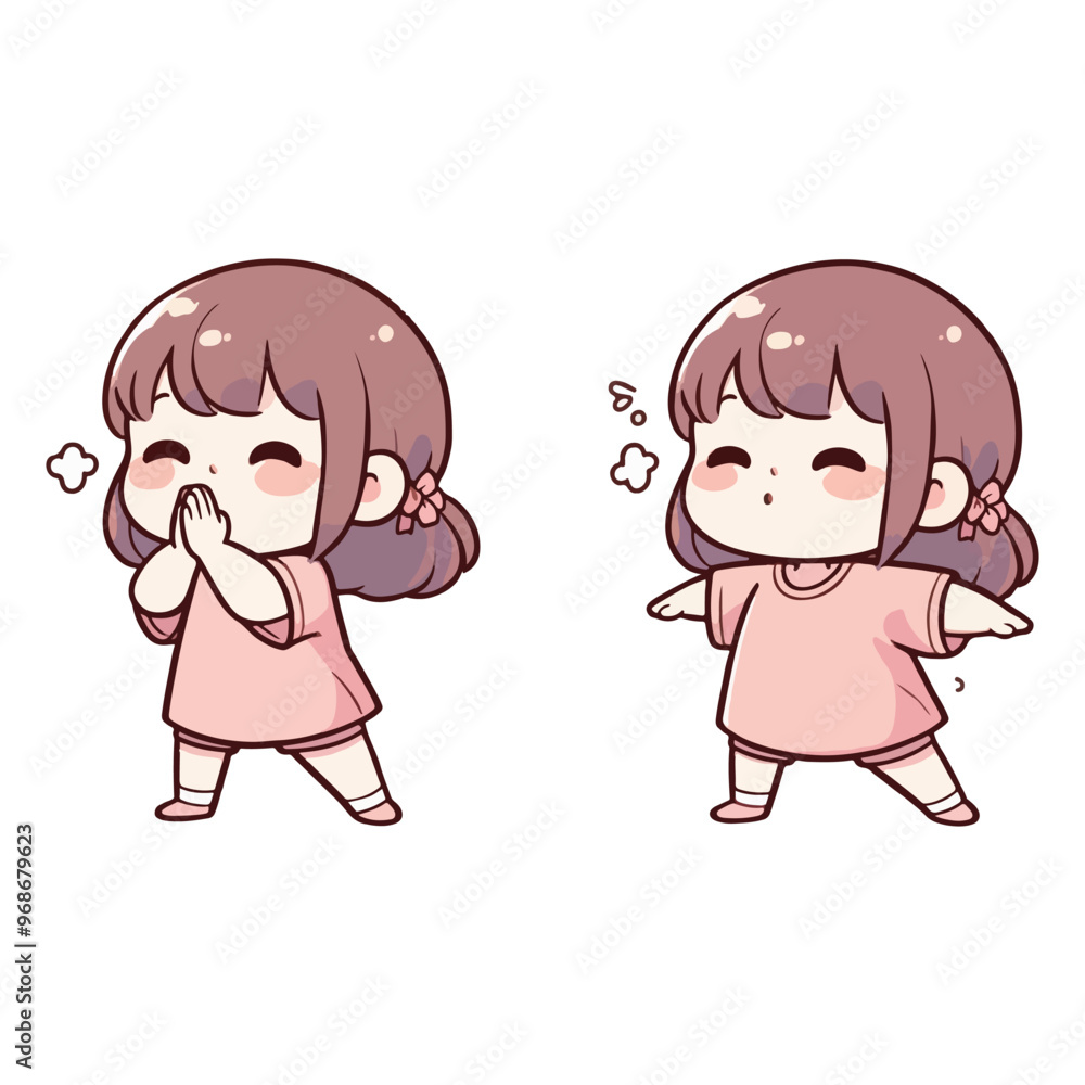Cute girl doing breathing exercise. Care. Awareness, mindfulness and meditation. Cute girl doing breathing exercise. Care. Awareness, mindfulness and meditation.