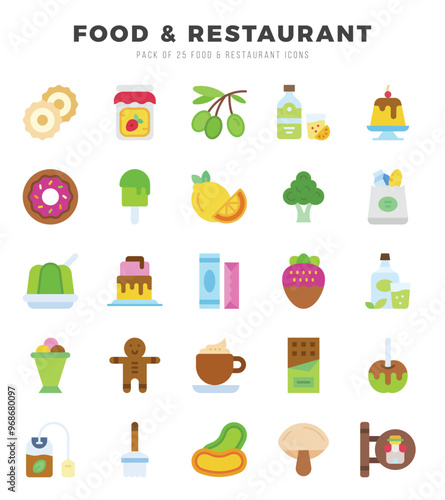 Simple Set of Food and Restaurant Related Vector Flat Icons.