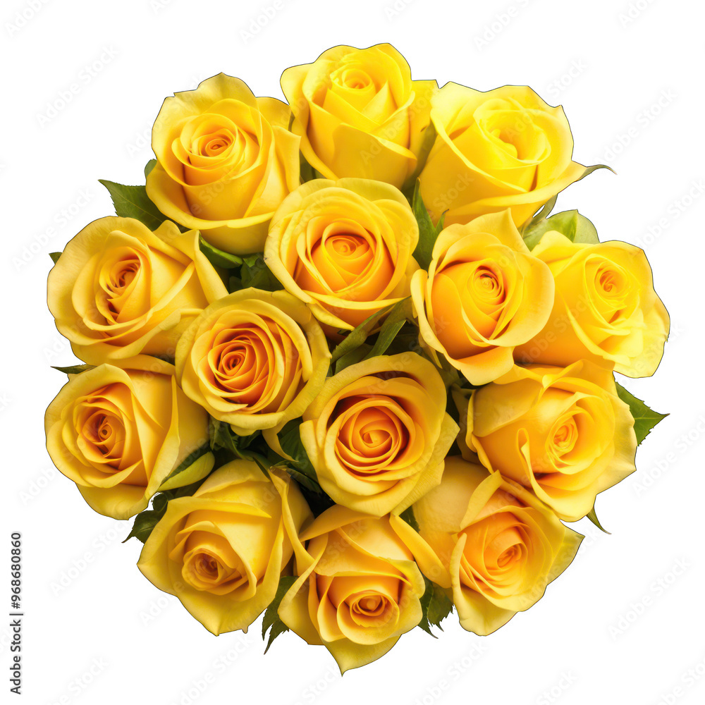 Bouquet of yellow roses top view isolated on transparent background Bouquet of yellow roses top view isolated on transparent background