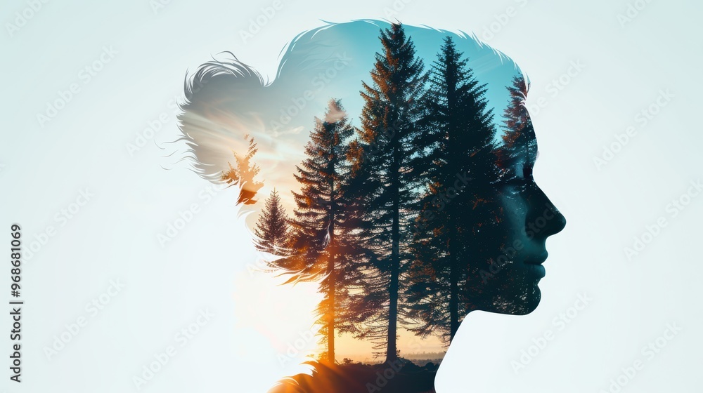 Enchanting double exposure portrait of a person with wildlife, showcasing the majesty and serenity of nature, ultra-realistic, vibrant colors, beautifully composed and evocative Enchanting double exposure portrait of a person with wildlife, showcasing the majesty and serenity of nature, ultra-realistic, vibrant colors, beautifully composed and evocative