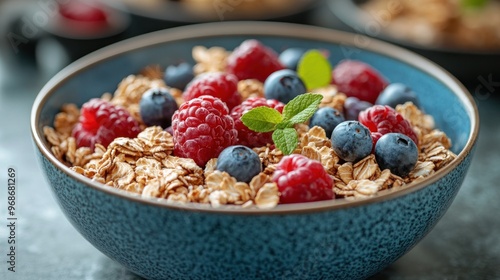 A Bowl of Oatmeal with Fresh Berries