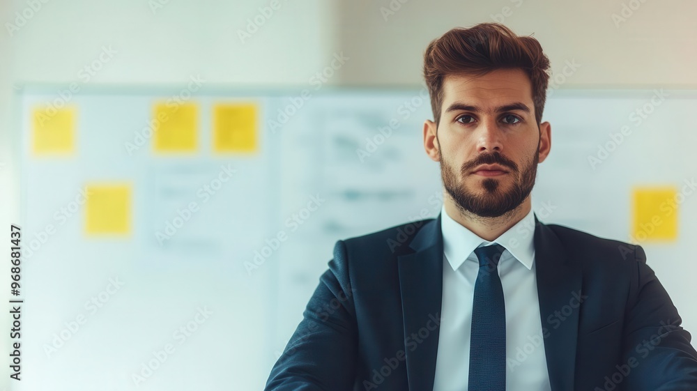 Fototapeta premium A project manager dealing with scope creep in a complex project, ensuring deadlines and budgets are met, Symbol of discipline, Project management