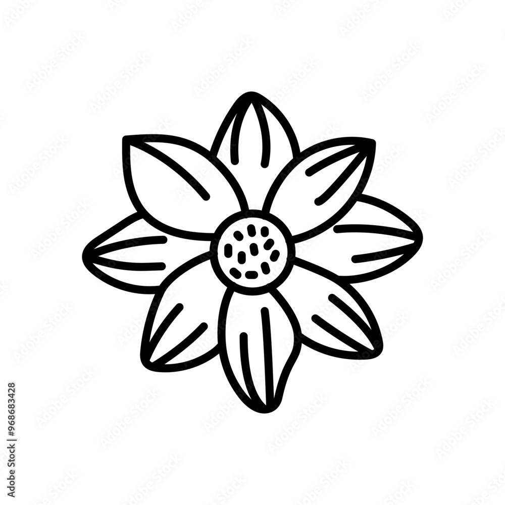 Dahlia Coccinea Outline Icon, Vector illustration Dahlia Coccinea Outline Icon, Vector illustration
