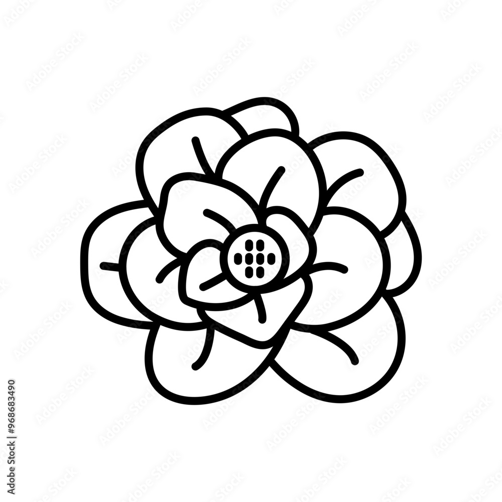 Red Camellia Outline Icon, Vector illustration Red Camellia Outline Icon, Vector illustration