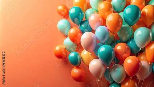 Vibrant birthday balloons in coral, orange, and aqua make for a festive and eye-catching wallpaper
