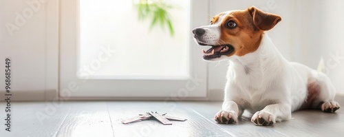 Family dog barking at an open door, with signs of a forced entry visible, representing the alertness of pets in preventing crime