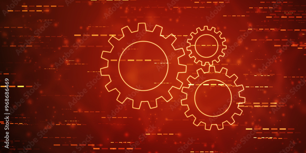 Process management, optimization operation, fix strategy industry, transmission gears wheel, software update status, Cog Gear Wheel with social media icons on the technology abstract background