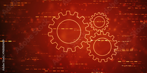 Process management, optimization operation, fix strategy industry, transmission gears wheel, software update status, Cog Gear Wheel with social media icons on the technology abstract background