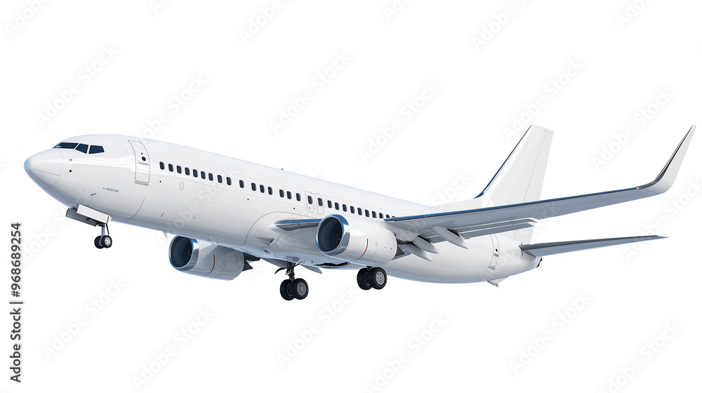 Commercial airplane ready for takeoff Isolated on transparent background Commercial airplane ready for takeoff Isolated on transparent background