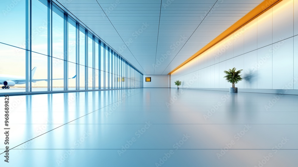 Modern airport terminal bustling with travelers Modern airport terminal bustling with travelers