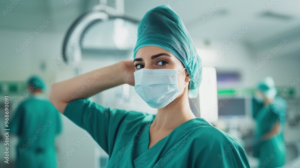 Nurse wearing a surgical mask in hospital Nurse wearing a surgical mask in hospital