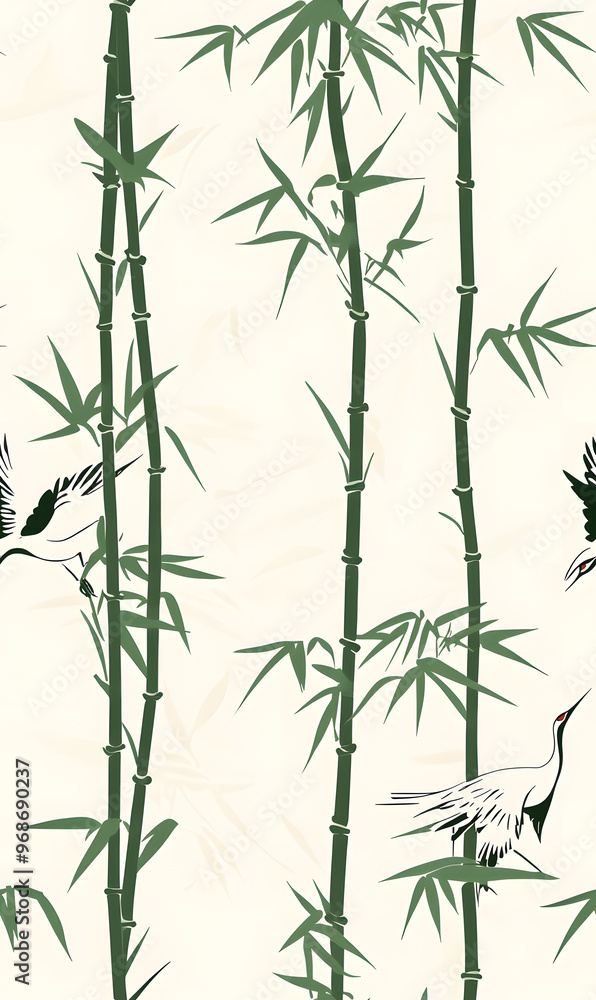 Fototapeta premium Chinese-inspired doodle tile seamless patterns in an illustrator graphic style
