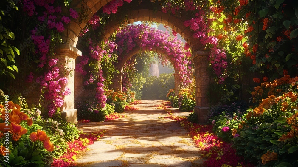 Enchanting Rose Garden Path. Enchanting Rose Garden Path.