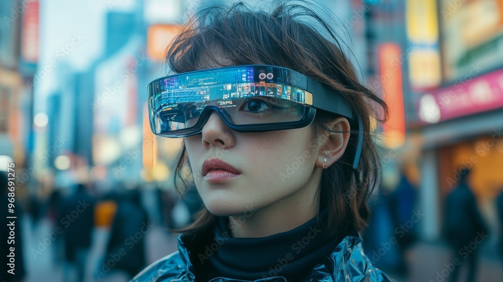 AI-powered augmented reality devices offering real-time language translation: Glasses or wearable tech providing real-time subtitles and language translation in everyday conversations. AI-powered augmented reality devices offering real-time language translation: Glasses or wearable tech providing real-time subtitles and language translation in everyday conversations.