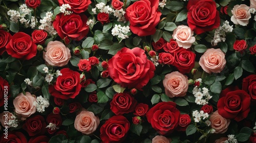 A Stunning Display of Red and Pink Roses