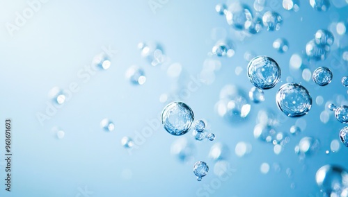 Wallpaper Mural Effervescent fizz and clean cosmetics hygiene or rejuvenate renewable energy. Studio shot of transparent cosmetic blue gas bubbles under water in full-frame macro close up with selective focus blur. Torontodigital.ca