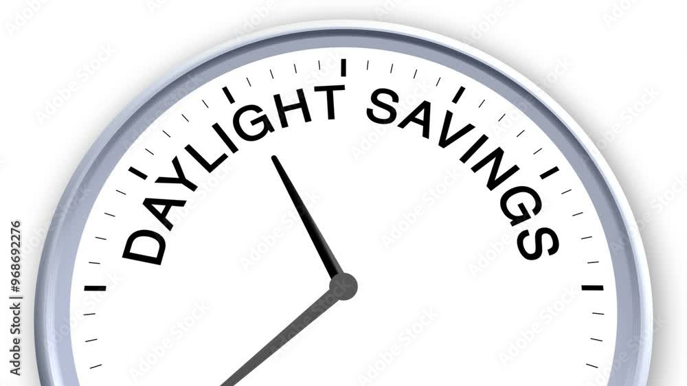 Daylight Savings Word or Text on Clock Moving Fast for Time Concept on White Background and Green Screen Daylight Savings Word or Text on Clock Moving Fast for Time Concept on White Background and Green Screen