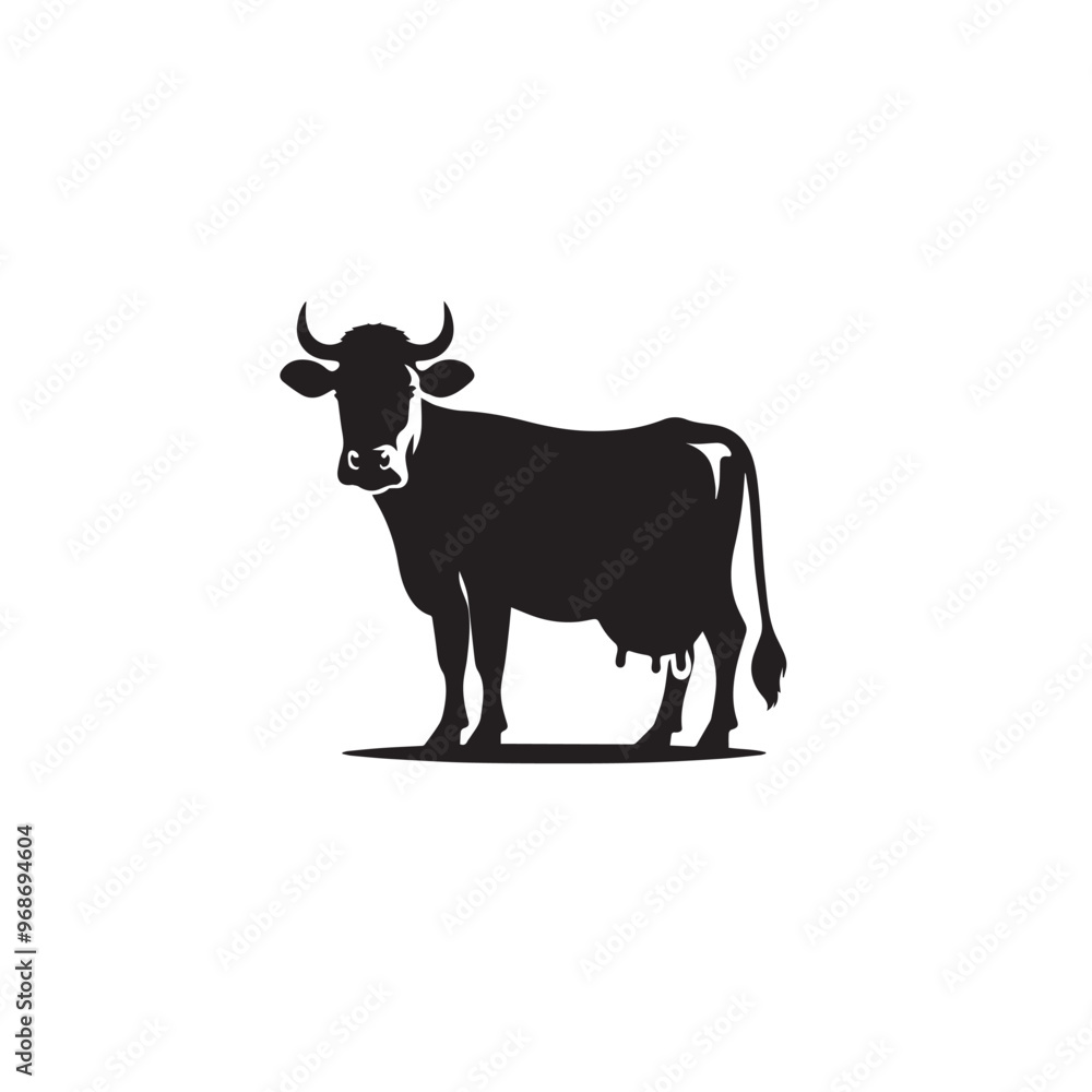 Cow silhouette. cow logo, icon black and white. Cow vector design. Bull, dairy cow Cow silhouette. cow logo, icon black and white. Cow vector design. Bull, dairy cow