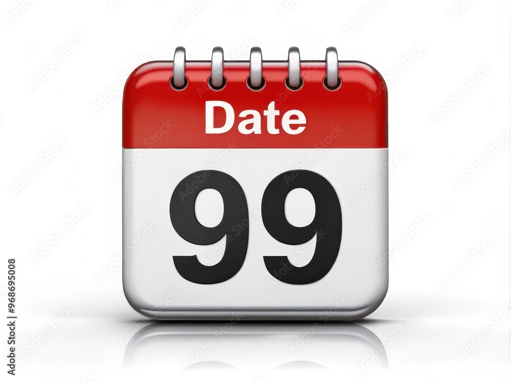 Calendar Icon Displaying Number Ninety-Nine Calendar Icon Displaying Number Ninety-Nine