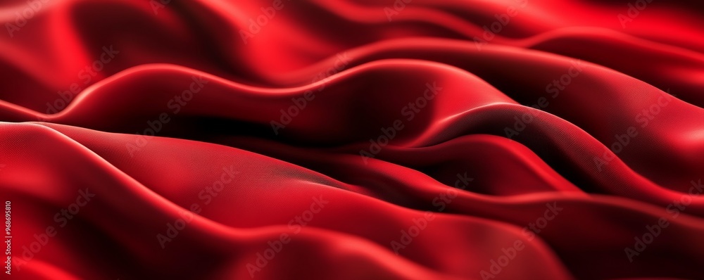 Obraz premium Red silk fabric with smooth waves, abstract