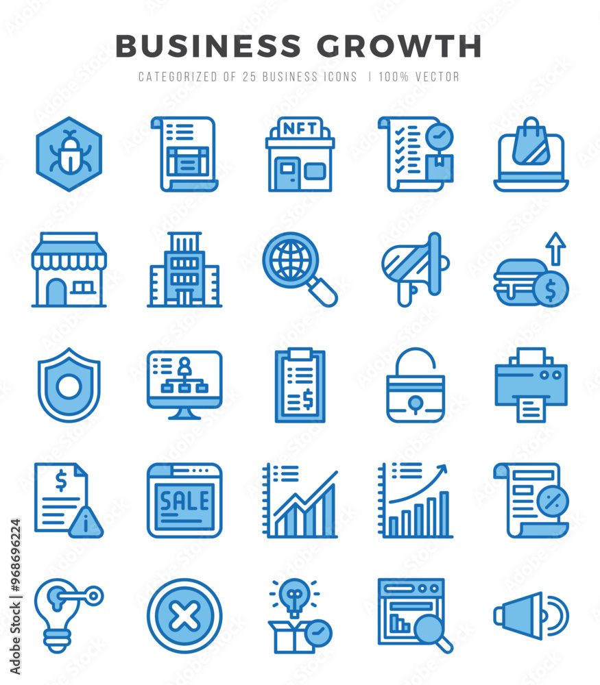 Set of Business Growth Icons. Simple line art style icons pack. Set of Business Growth Icons. Simple line art style icons pack.