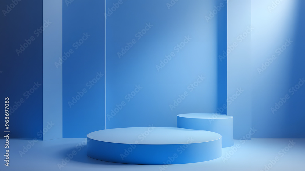 3D illustration of a blue arched doorway leading to a staircase ascending towards a bright sky, symbolizing success and upward movement in business 3D illustration of a blue arched doorway leading to a staircase ascending towards a bright sky, symbolizing success and upward movement in business