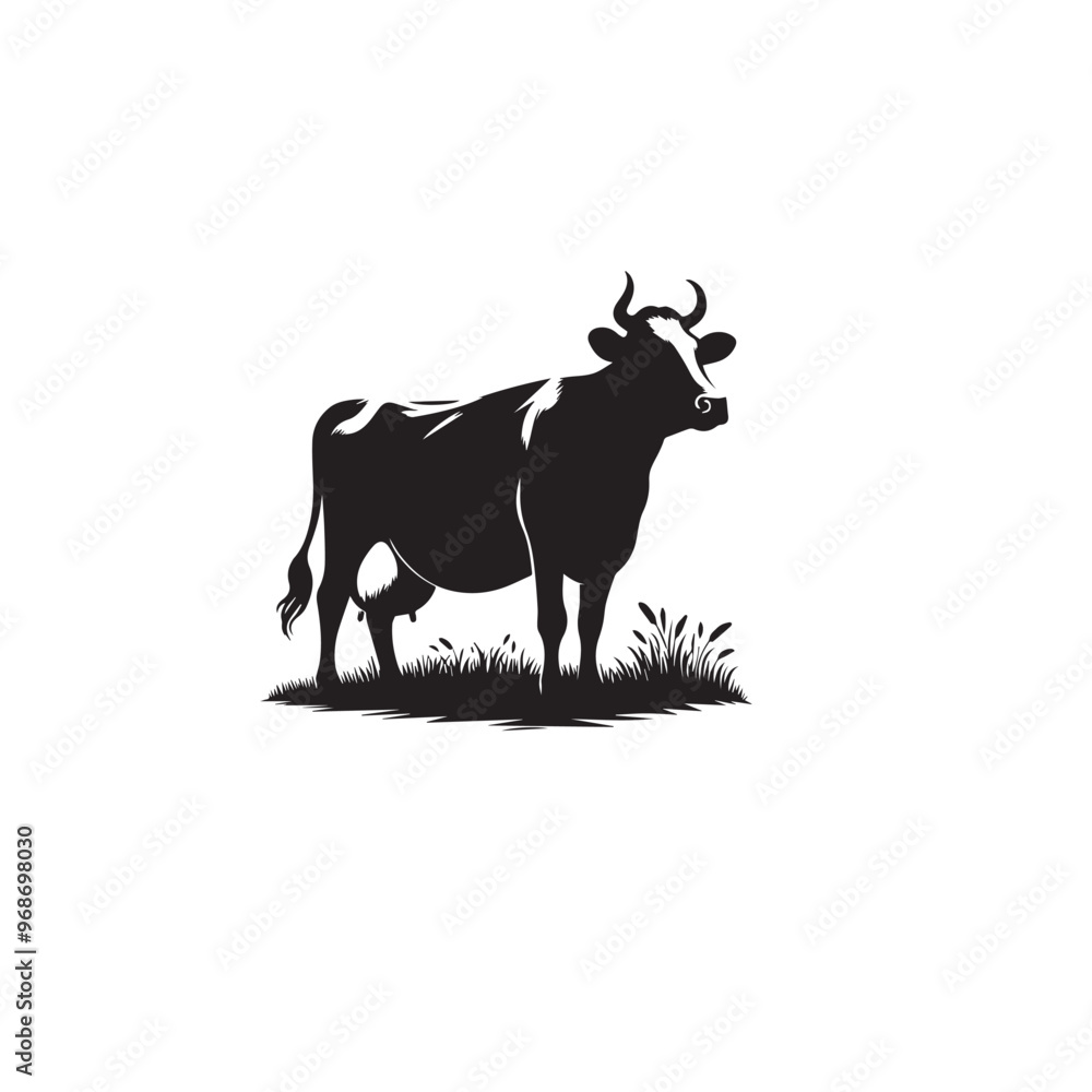 Fototapeta premium Cow silhouette. cow logo, icon black and white. Cow vector design. Bull, dairy cow