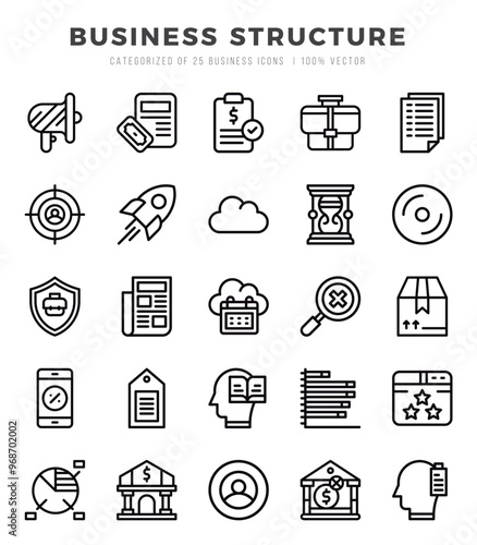 Business Structure icons Pack. Lineal icons set. Business Structure collection set.