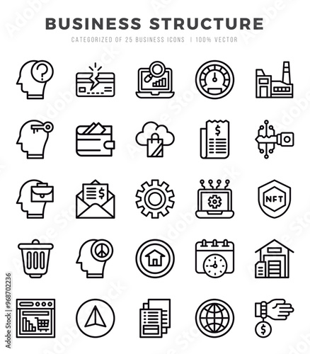 Set of Business Structure Icons. Simple Lineal art style icons pack.