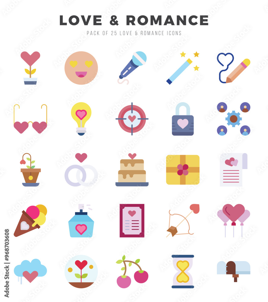Love & Romance web icons in Flat style. Love & Romance web icons in Flat style.