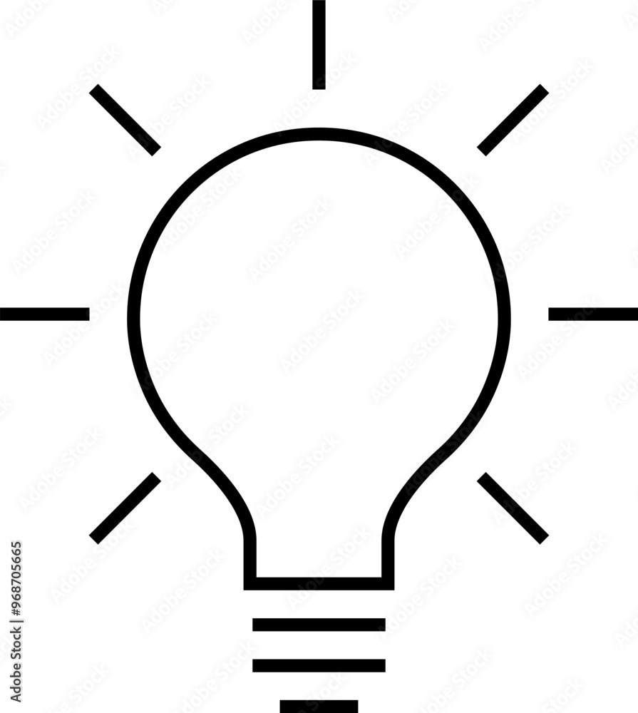 Light Bulb line icon vector, isolated on white background. Idea sign, solution, thinking concept. Lighting Electric lamp, electricity, shine, shiny. Flat style for graphic design, logo, web site, UI. Light Bulb line icon vector, isolated on white background. Idea sign, solution, thinking concept. Lighting Electric lamp, electricity, shine, shiny. Flat style for graphic design, logo, web site, UI.