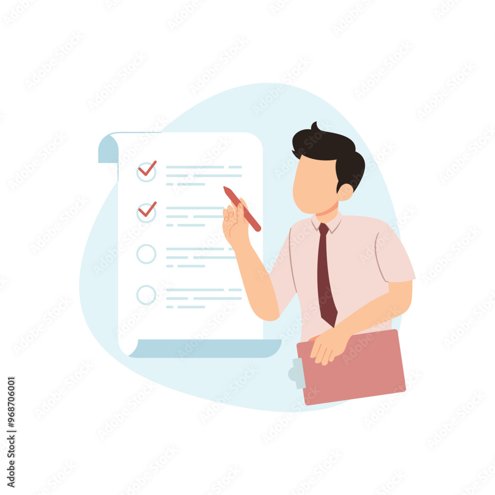 Businessman organizing efficient business, planning schedule, controlling work, setting priorities, reminders, doing tasks. Business plan skill concept vector illustration Businessman organizing efficient business, planning schedule, controlling work, setting priorities, reminders, doing tasks. Business plan skill concept vector illustration