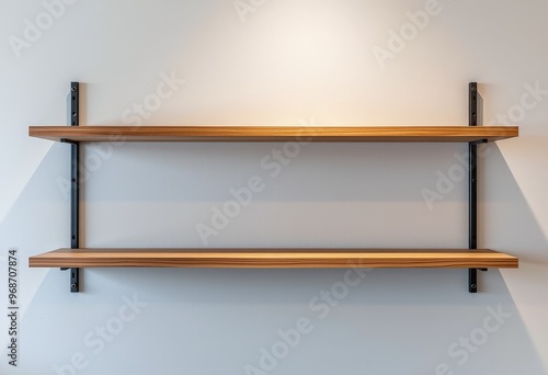 empty shelf on white wall