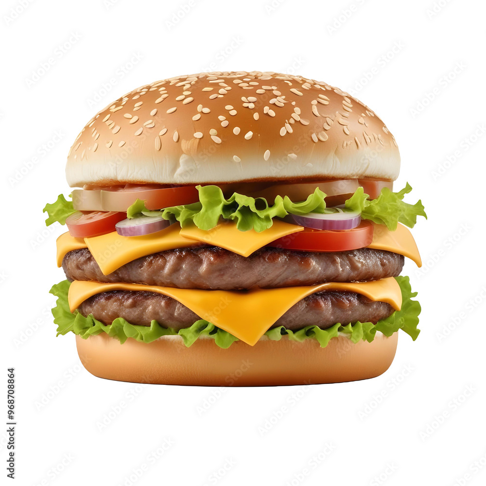 A hamburger with a hamburger on it and a picture of a hamburger